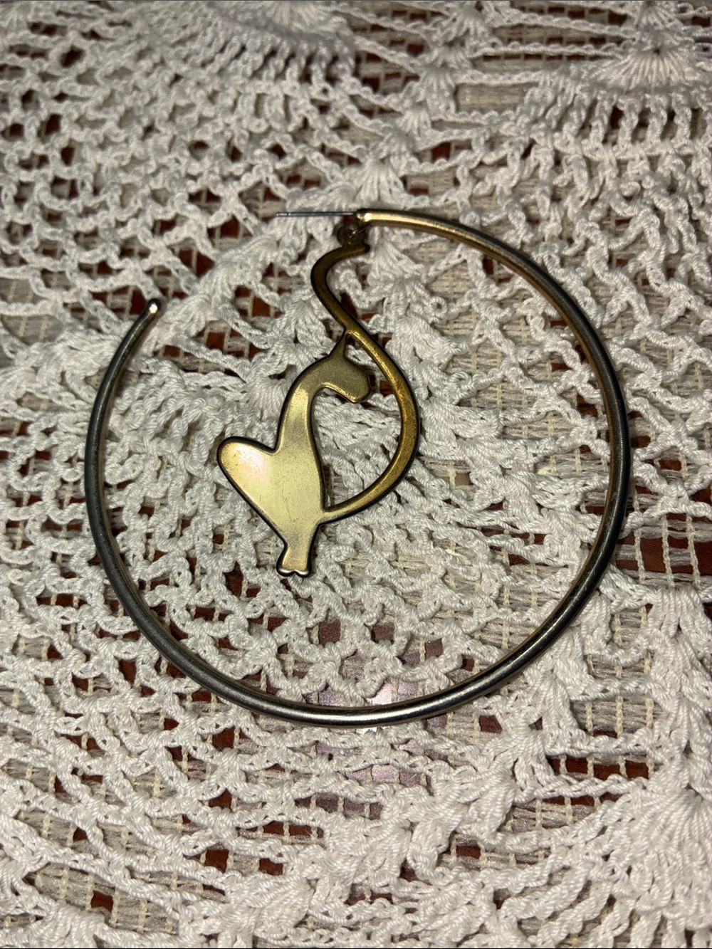 Y2K VINTAGE Baby Phat Silver Gold Hoops Loops Earrings - Picture 9 of 10